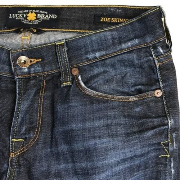 Lucky Brand Womens Blue Zoe Skinny Jeans Size 8 31Wx32L Dark Wash Stretch Tall - Picture 4 of 11